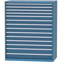 LISTA - 14 Drawer, 216 Compartment Bright Blue Steel Modular Storage Cabinet - USA Tool & Supply