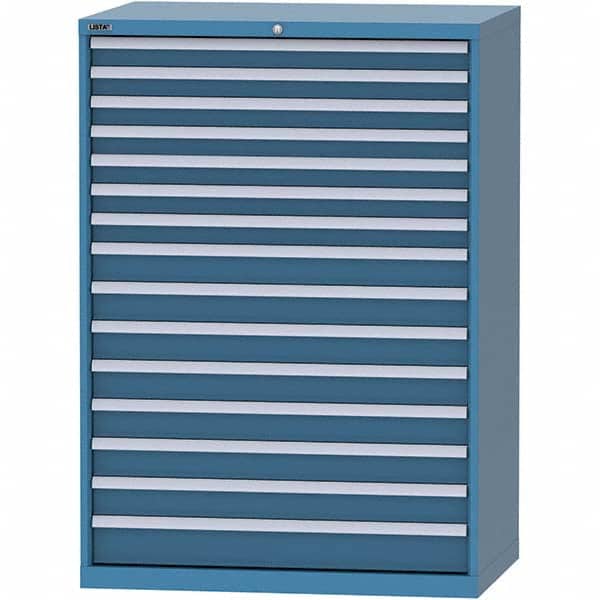 LISTA - 15 Drawer, 99 Compartment Bright Blue Steel Modular Storage Cabinet - USA Tool & Supply