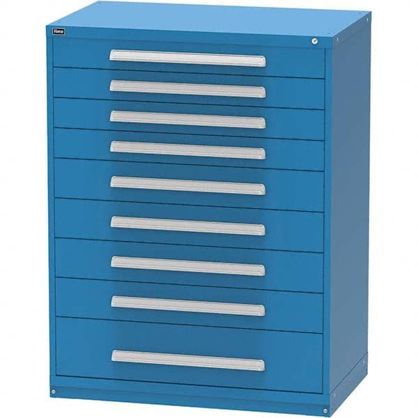 Vidmar - 9 Drawer, 45 Compartment Bright Blue Steel Modular Storage Cabinet - USA Tool & Supply