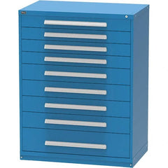 Vidmar - 9 Drawer, 45 Compartment Bright Blue Steel Modular Storage Cabinet - USA Tool & Supply