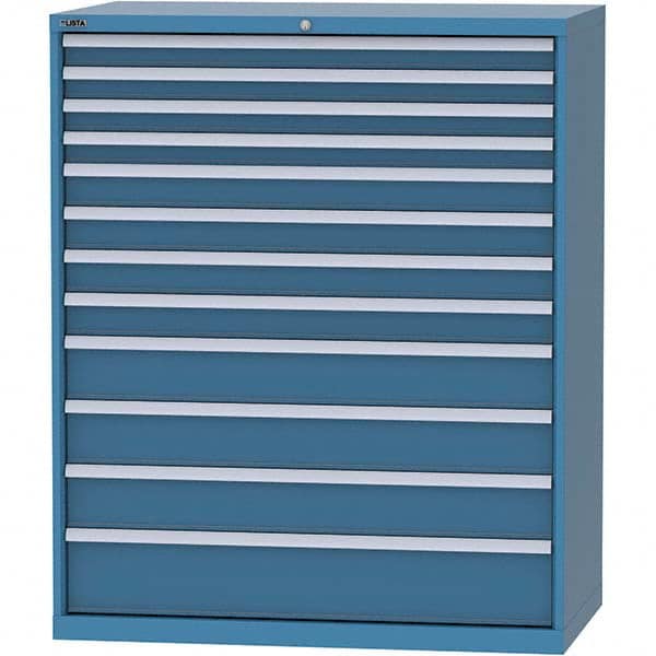 LISTA - 12 Drawer, 216 Compartment Bright Blue Steel Modular Storage Cabinet - USA Tool & Supply