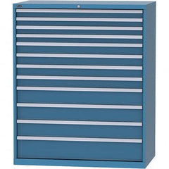 LISTA - 12 Drawer, 216 Compartment Bright Blue Steel Modular Storage Cabinet - USA Tool & Supply