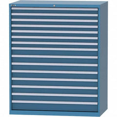 LISTA - 15 Drawer, 216 Compartment Bright Blue Steel Modular Storage Cabinet - USA Tool & Supply