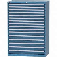 LISTA - 16 Drawer, 99 Compartment Bright Blue Steel Modular Storage Cabinet - USA Tool & Supply