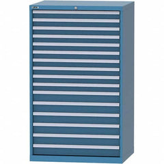LISTA - 16 Drawer, 84 Compartment Bright Blue Steel Modular Storage Cabinet - USA Tool & Supply