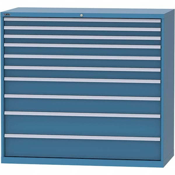 LISTA - 10 Drawer, 84 Compartment Bright Blue Steel Modular Storage Cabinet - USA Tool & Supply