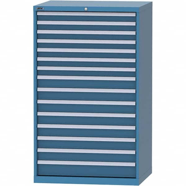 LISTA - 15 Drawer, 84 Compartment Bright Blue Steel Modular Storage Cabinet - USA Tool & Supply