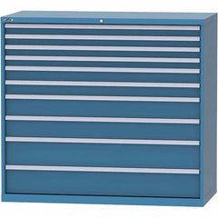 LISTA - 10 Drawer, 84 Compartment Bright Blue Steel Modular Storage Cabinet - USA Tool & Supply