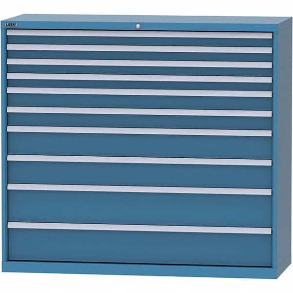 LISTA - 10 Drawer, 84 Compartment Bright Blue Steel Modular Storage Cabinet - USA Tool & Supply