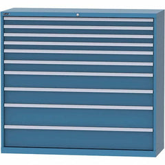 LISTA - 10 Drawer, 84 Compartment Bright Blue Steel Modular Storage Cabinet - USA Tool & Supply