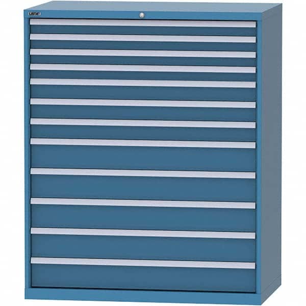 LISTA - 12 Drawer, 216 Compartment Bright Blue Steel Modular Storage Cabinet - USA Tool & Supply