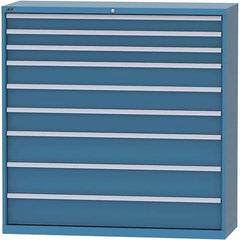 LISTA - 9 Drawer, 84 Compartment Bright Blue Steel Modular Storage Cabinet - USA Tool & Supply