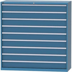 LISTA - 9 Drawer, 84 Compartment Bright Blue Steel Modular Storage Cabinet - USA Tool & Supply