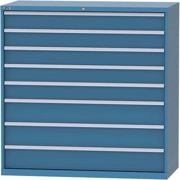 LISTA - 8 Drawer, 84 Compartment Bright Blue Steel Modular Storage Cabinet - USA Tool & Supply