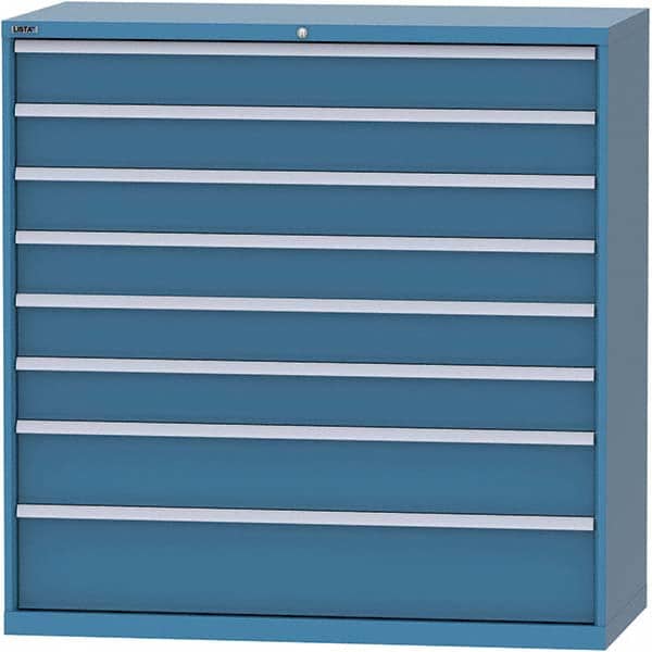 LISTA - 8 Drawer, 84 Compartment Bright Blue Steel Modular Storage Cabinet - USA Tool & Supply