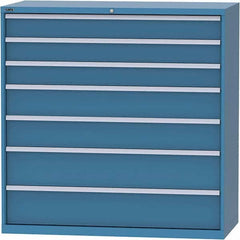 LISTA - 7 Drawer, 84 Compartment Bright Blue Steel Modular Storage Cabinet - USA Tool & Supply
