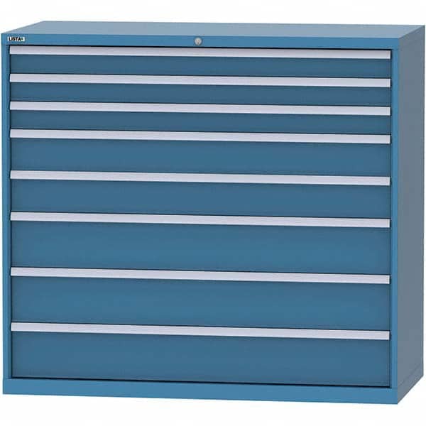 LISTA - 8 Drawer, 84 Compartment Bright Blue Steel Modular Storage Cabinet - USA Tool & Supply