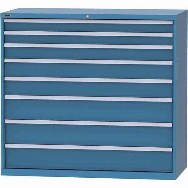 LISTA - 8 Drawer, 84 Compartment Bright Blue Steel Modular Storage Cabinet - USA Tool & Supply