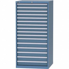 LISTA - 16 Drawer, 124 Compartment Bright Blue Steel Modular Storage Cabinet - USA Tool & Supply