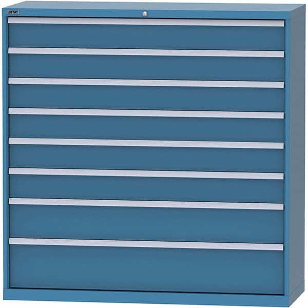 LISTA - 8 Drawer, 84 Compartment Bright Blue Steel Modular Storage Cabinet - USA Tool & Supply