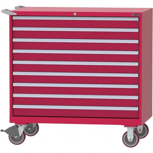 LISTA - 9 Drawer, 99 Compartment Bright Blue Steel Modular Storage Cabinet - USA Tool & Supply