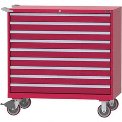 LISTA - 9 Drawer, 99 Compartment Bright Blue Steel Modular Storage Cabinet - USA Tool & Supply