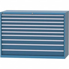 LISTA - 10 Drawer, 84 Compartment Bright Blue Steel Modular Storage Cabinet - USA Tool & Supply