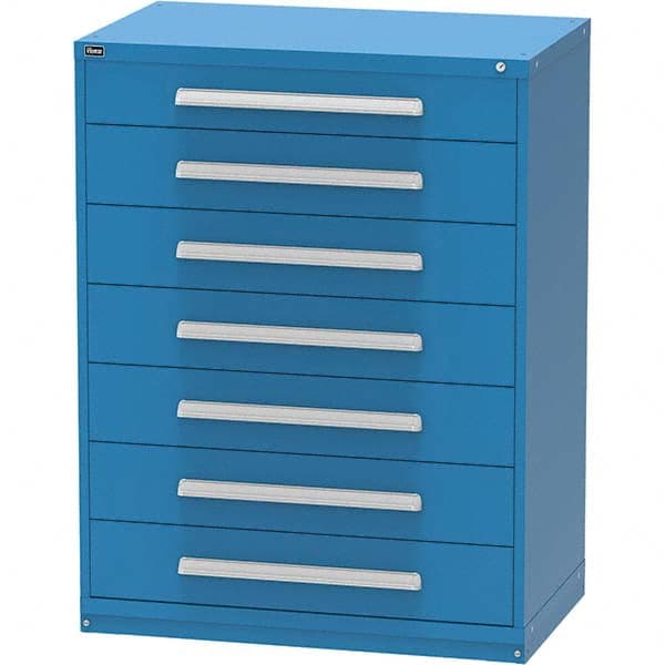 Vidmar - 7 Drawer, 45 Compartment Bright Blue Steel Modular Storage Cabinet - USA Tool & Supply