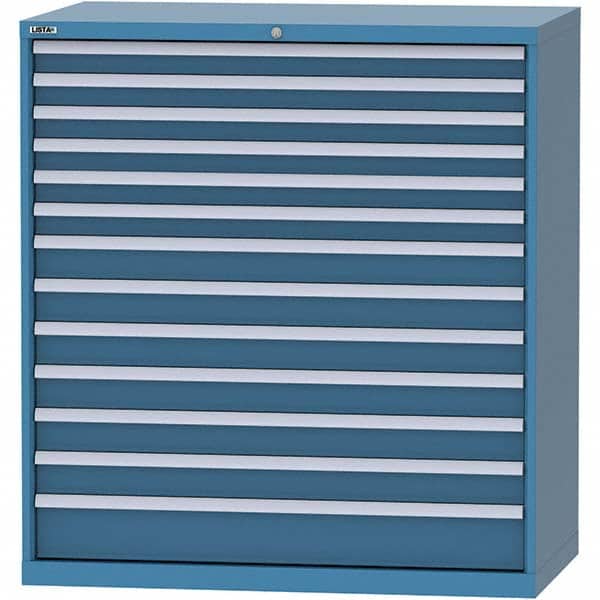 LISTA - 13 Drawer, 159 Compartment Bright Blue Steel Modular Storage Cabinet - USA Tool & Supply