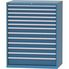 LISTA - 13 Drawer, 99 Compartment Bright Blue Steel Modular Storage Cabinet - USA Tool & Supply