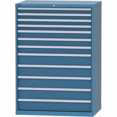 LISTA - 12 Drawer, 99 Compartment Bright Blue Steel Modular Storage Cabinet - USA Tool & Supply