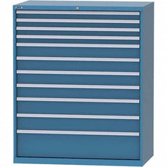 LISTA - 11 Drawer, 216 Compartment Bright Blue Steel Modular Storage Cabinet - USA Tool & Supply