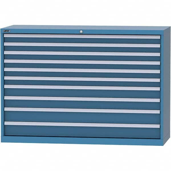 LISTA - 10 Drawer, 84 Compartment Bright Blue Steel Modular Storage Cabinet - USA Tool & Supply