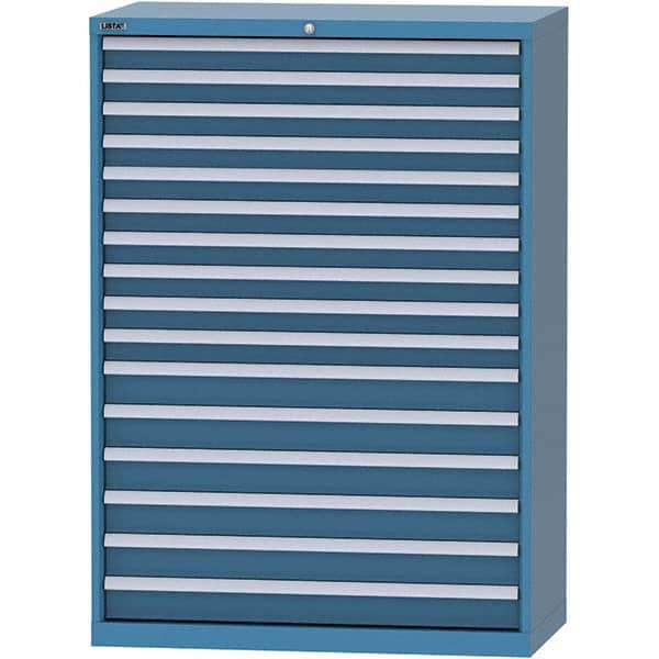 LISTA - 16 Drawer, 84 Compartment Bright Blue Steel Modular Storage Cabinet - USA Tool & Supply