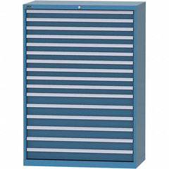 LISTA - 16 Drawer, 84 Compartment Bright Blue Steel Modular Storage Cabinet - USA Tool & Supply