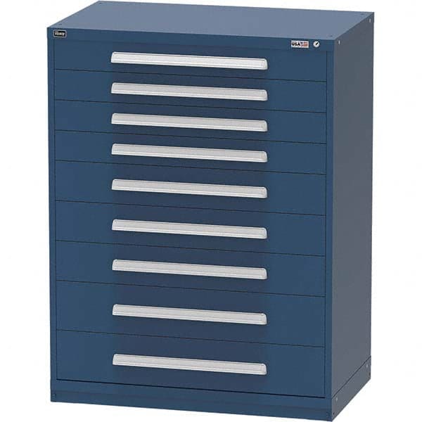 Vidmar - 9 Drawer Bright Blue Steel Modular Storage Cabinet - USA Tool & Supply