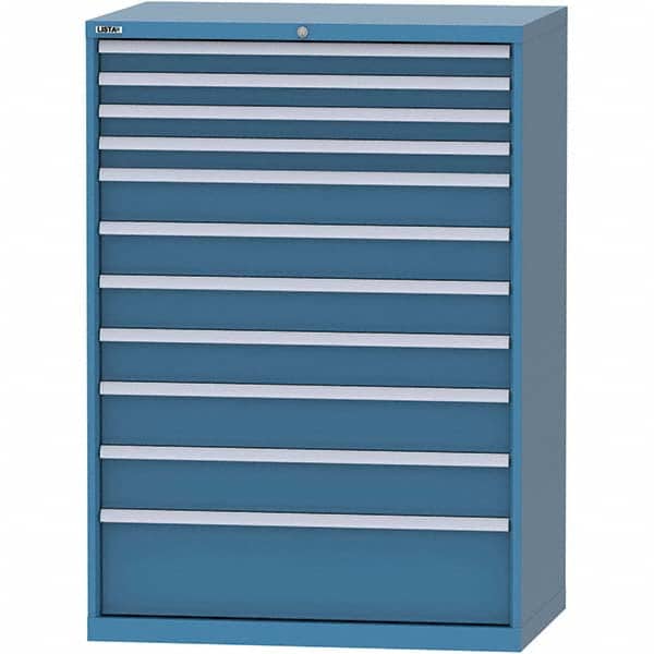 LISTA - 11 Drawer, 99 Compartment Bright Blue Steel Modular Storage Cabinet - USA Tool & Supply