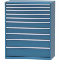 LISTA - 10 Drawer, 216 Compartment Bright Blue Steel Modular Storage Cabinet - USA Tool & Supply