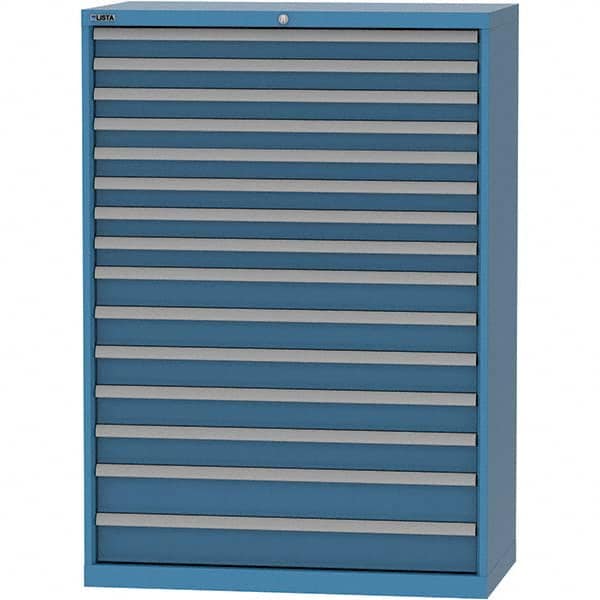 LISTA - 15 Drawer, 84 Compartment Bright Blue Steel Modular Storage Cabinet - USA Tool & Supply