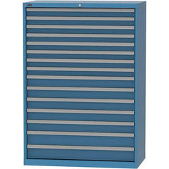 LISTA - 15 Drawer, 84 Compartment Bright Blue Steel Modular Storage Cabinet - USA Tool & Supply