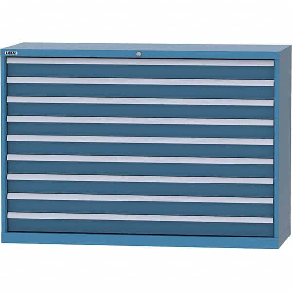 LISTA - 9 Drawer, 84 Compartment Bright Blue Steel Modular Storage Cabinet - USA Tool & Supply