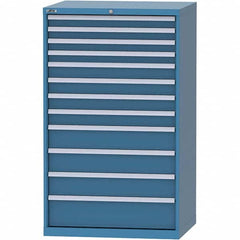 LISTA - 12 Drawer, 84 Compartment Bright Blue Steel Modular Storage Cabinet - USA Tool & Supply
