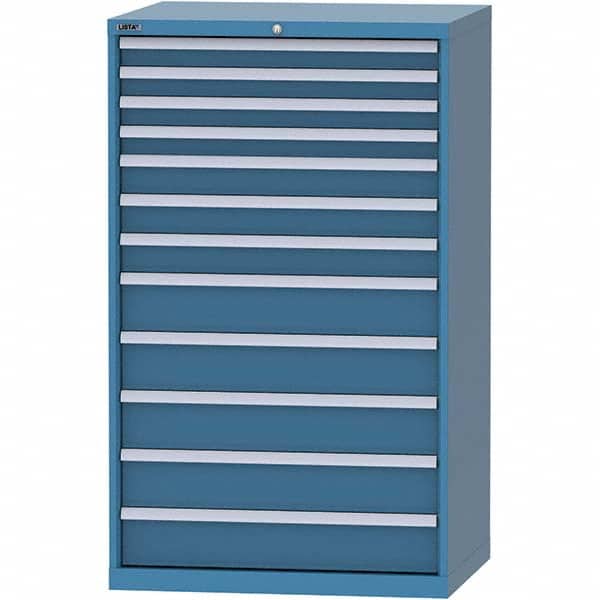 LISTA - 12 Drawer, 84 Compartment Bright Blue Steel Modular Storage Cabinet - USA Tool & Supply