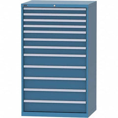 LISTA - 12 Drawer, 84 Compartment Bright Blue Steel Modular Storage Cabinet - USA Tool & Supply