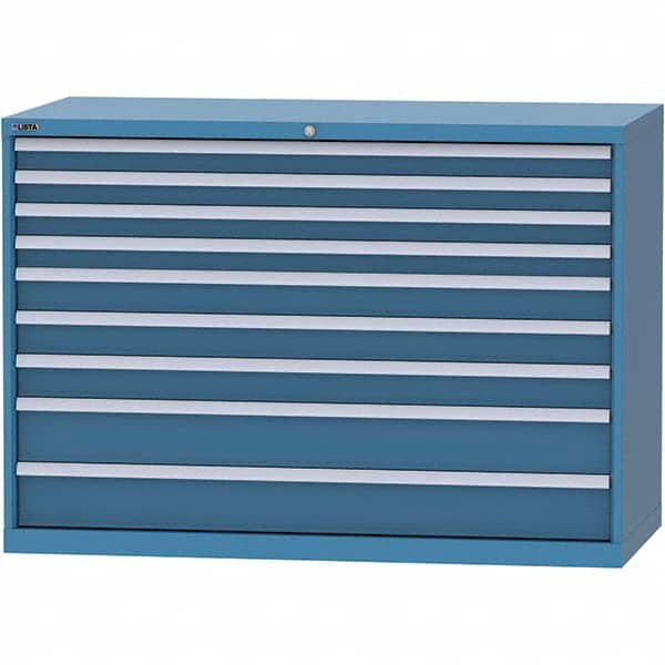 LISTA - 9 Drawer, 84 Compartment Bright Blue Steel Modular Storage Cabinet - USA Tool & Supply