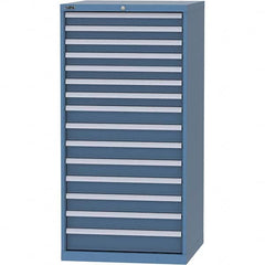 LISTA - 15 Drawer, 124 Compartment Bright Blue Steel Modular Storage Cabinet - USA Tool & Supply