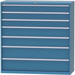 LISTA - 7 Drawer, 84 Compartment Bright Blue Steel Modular Storage Cabinet - USA Tool & Supply