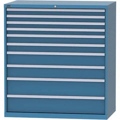 LISTA - 10 Drawer, 99 Compartment Bright Blue Steel Modular Storage Cabinet - USA Tool & Supply