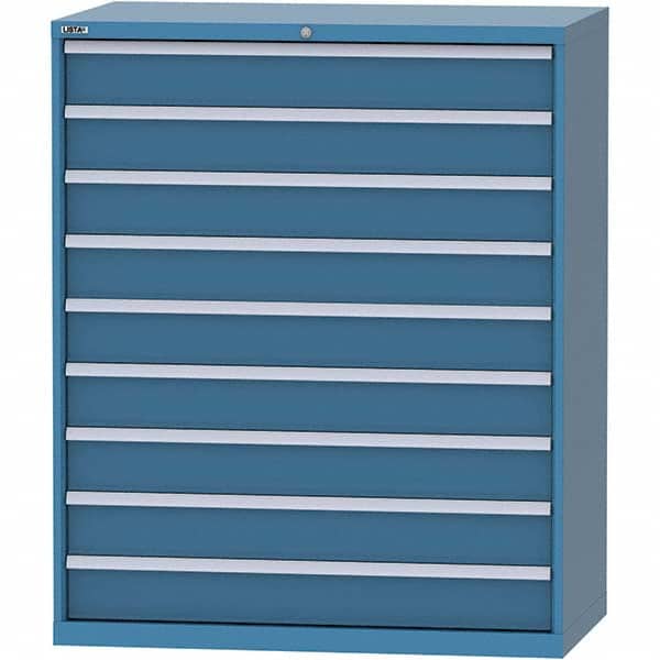 LISTA - 9 Drawer, 159 Compartment Bright Blue Steel Modular Storage Cabinet - USA Tool & Supply