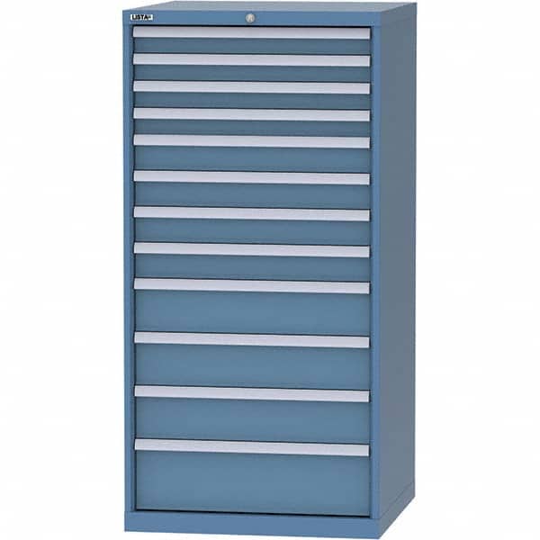LISTA - 12 Drawer, 124 Compartment Bright Blue Steel Modular Storage Cabinet - USA Tool & Supply